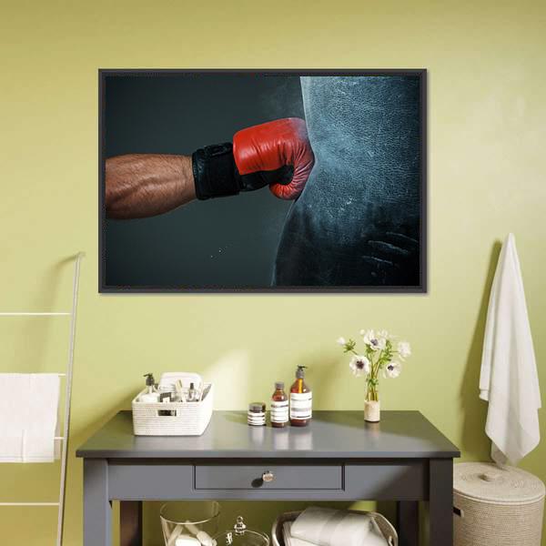 Boxer Punching Bag Canvas Wall Art-1 Piece-Floating Frame-24" x 16"-Tiaracle