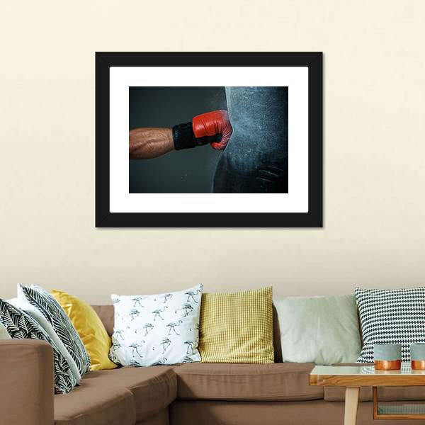 Boxer Punching Bag Canvas Wall Art-5 Horizontal-Gallery Wrap-22" x 12"-Tiaracle