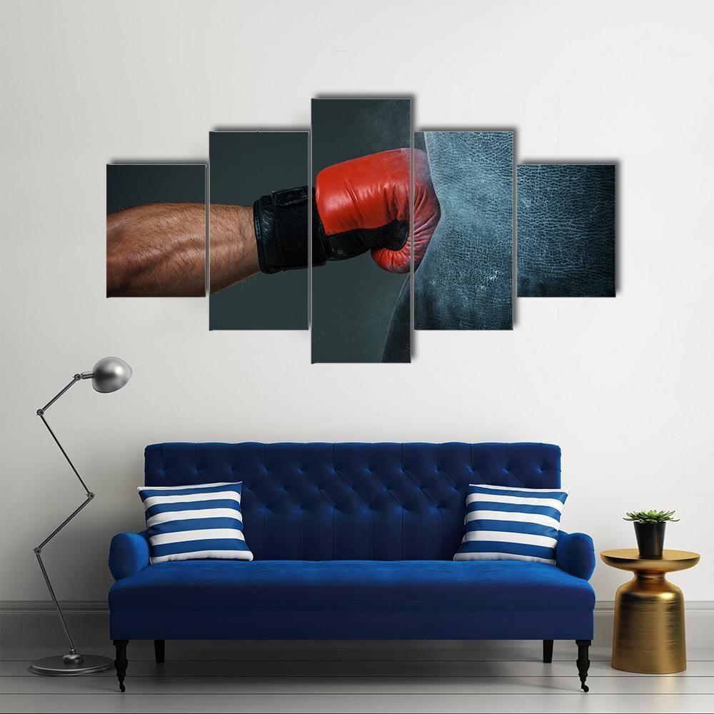 Boxer Punching Bag Canvas Wall Art-5 Star-Gallery Wrap-62" x 32"-Tiaracle