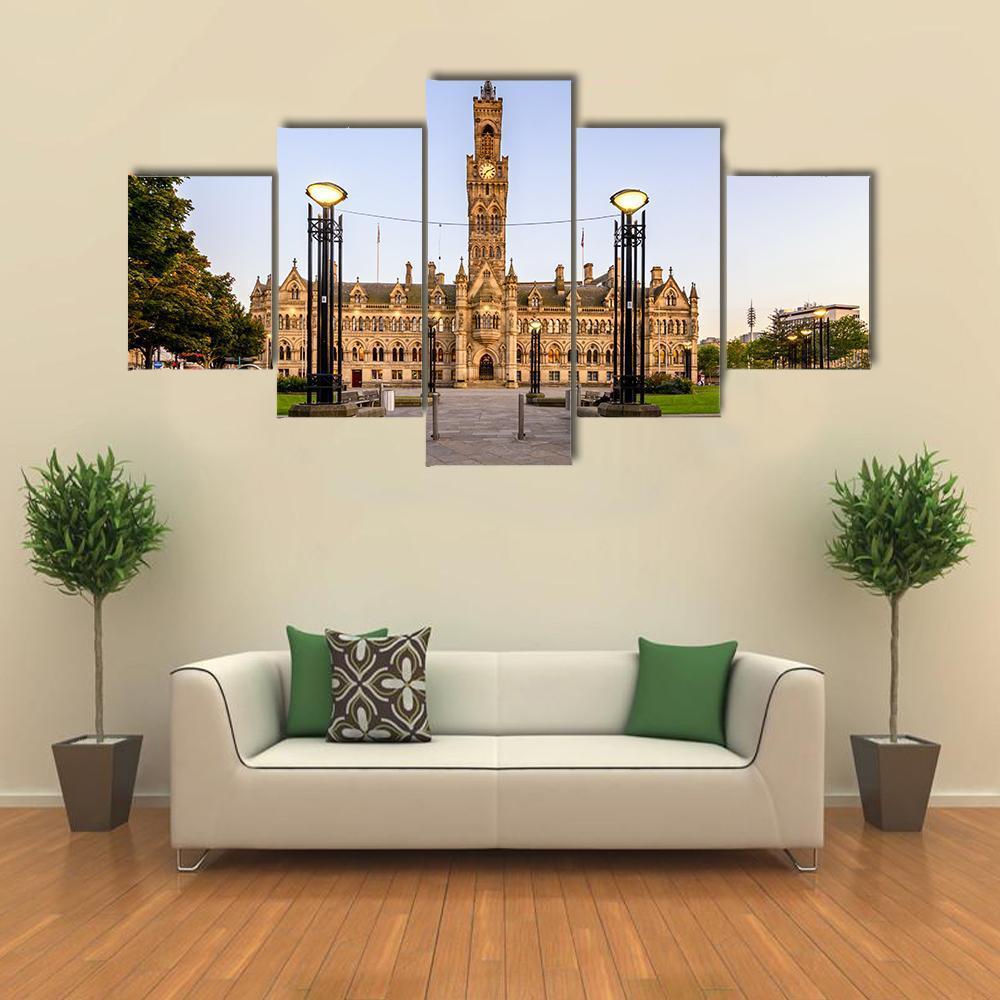 Bradford Town Hall Canvas Wall Art-5 Star-Gallery Wrap-62" x 32"-Tiaracle