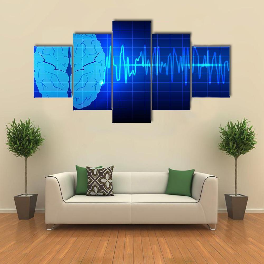 Brain Wave Concept Canvas Wall Art-5 Star-Gallery Wrap-62" x 32"-Tiaracle