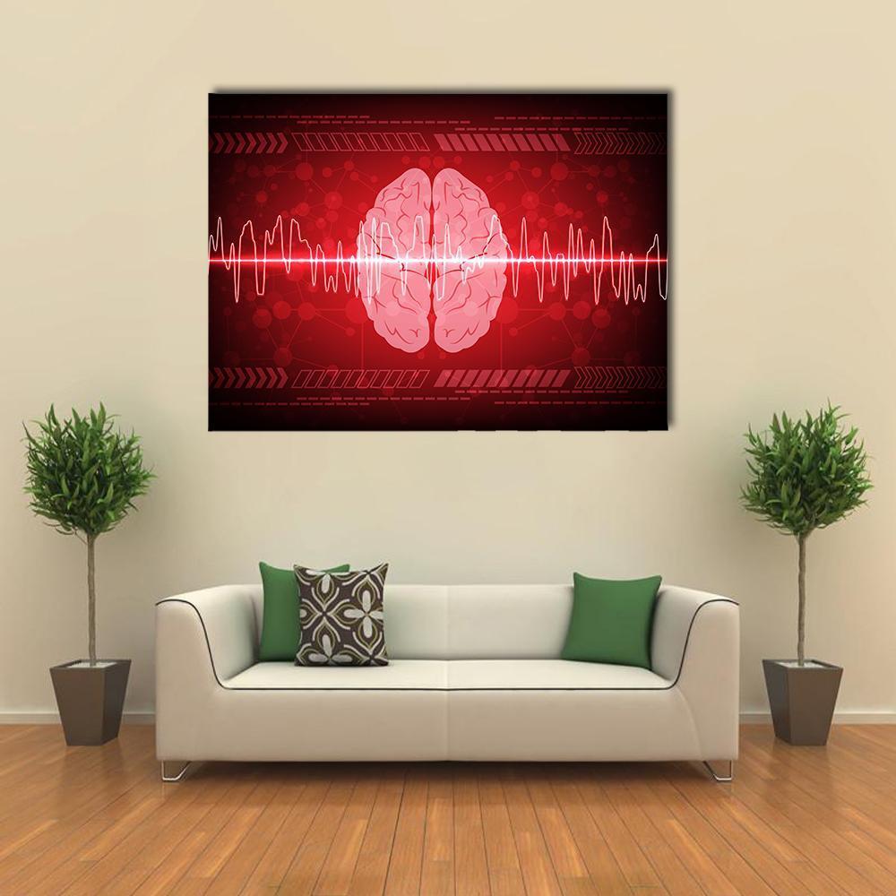 Brain Wave Illustration Canvas Wall Art-1 Piece-Gallery Wrap-48" x 32"-Tiaracle