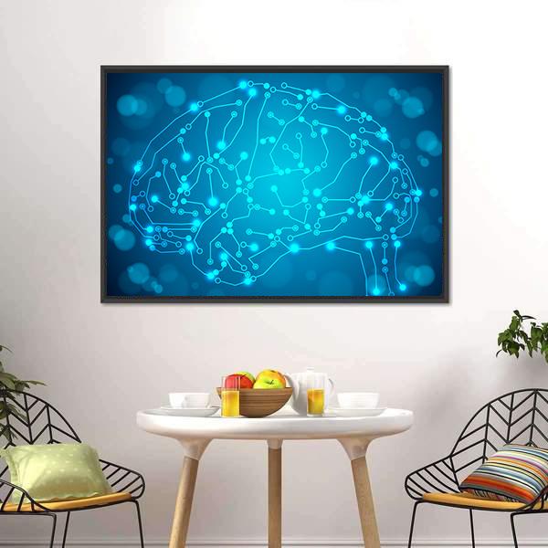 Brain With Circuit Board Canvas Wall Art-3 Horizontal-Gallery Wrap-25" x 16"-Tiaracle