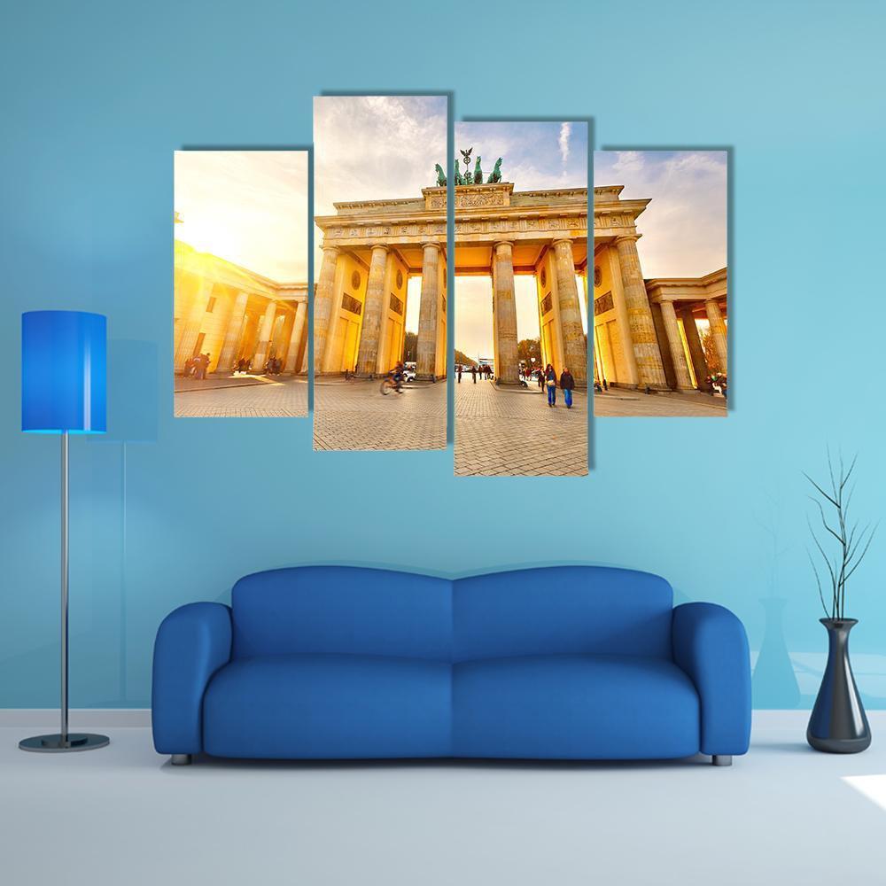 Brandenburg Gate At Sunset Canvas Wall Art-4 Pop-Gallery Wrap-50" x 32"-Tiaracle