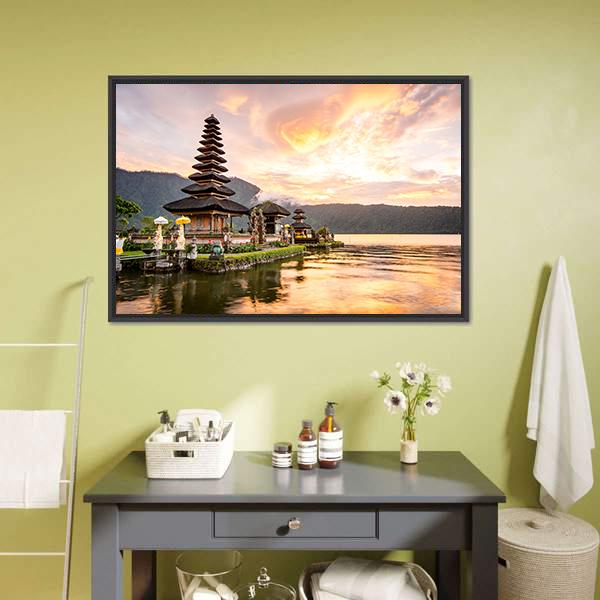 Bratan Hindu Temple Canvas Wall Art-3 Horizontal-Gallery Wrap-25" x 16"-Tiaracle