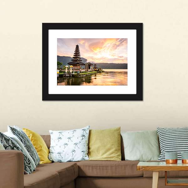 Bratan Hindu Temple Canvas Wall Art-3 Horizontal-Gallery Wrap-25" x 16"-Tiaracle
