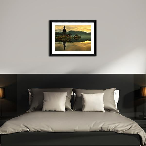 Bratan Water Temple Canvas Wall Art-3 Horizontal-Gallery Wrap-25" x 16"-Tiaracle