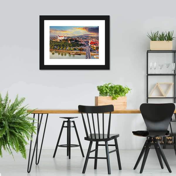 Bratislava At Sunset Canvas Wall Art-3 Horizontal-Gallery Wrap-25" x 16"-Tiaracle