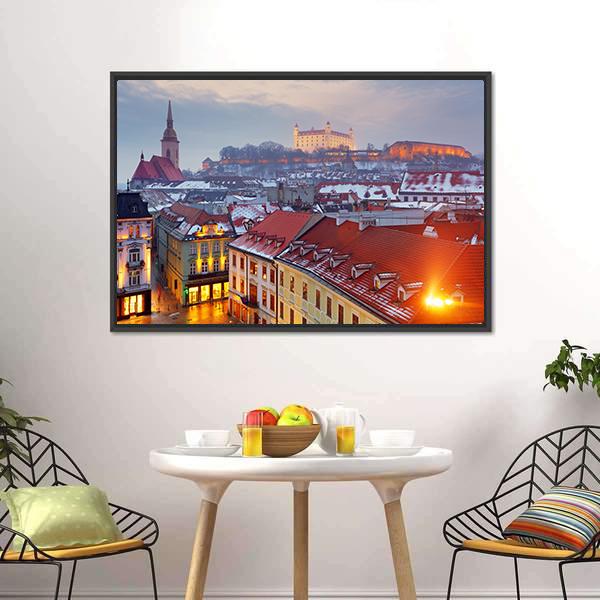 Bratislava City Slovakia Canvas Wall Art-5 Horizontal-Gallery Wrap-22" x 12"-Tiaracle