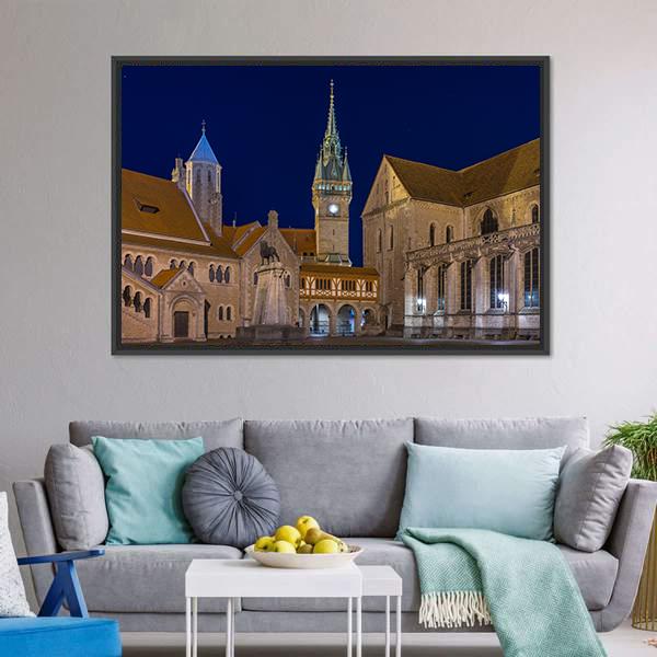 Braunschweig At Evening Canvas Wall Art-1 Piece-Floating Frame-24" x 16"-Tiaracle