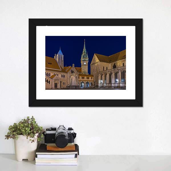Braunschweig At Evening Canvas Wall Art-1 Piece-Framed Print-20" x 16"-Tiaracle