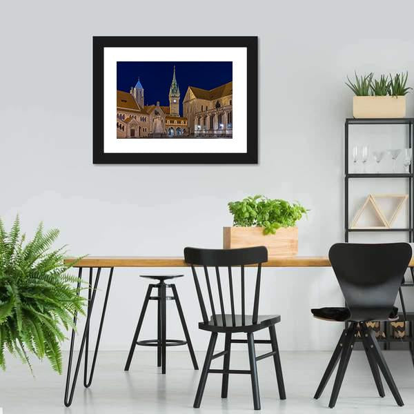 Braunschweig At Evening Canvas Wall Art-3 Horizontal-Gallery Wrap-25" x 16"-Tiaracle