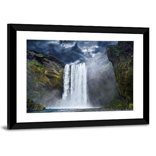 Breathtaking Waterfall In Iceland Canvas Wall Art-5 Horizontal-Gallery Wrap-22" x 12"-Tiaracle