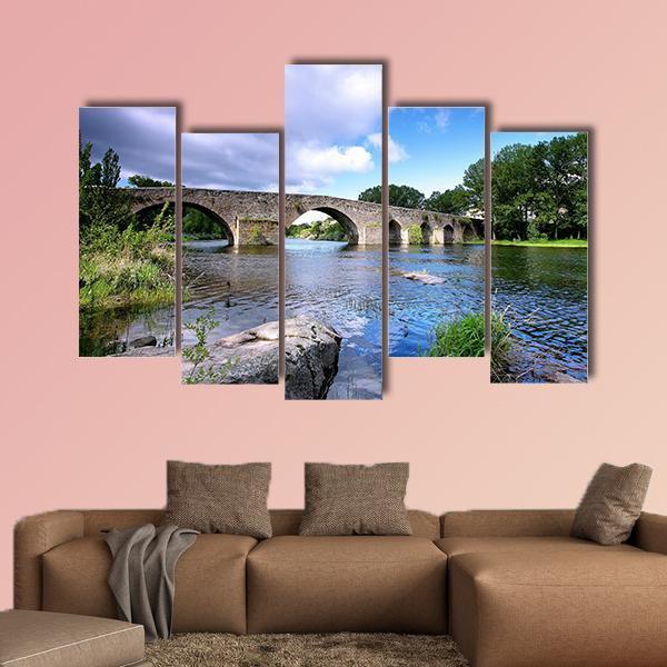 Bridge And River In Spain Canvas Wall Art-5 Pop-Gallery Wrap-47" x 32"-Tiaracle
