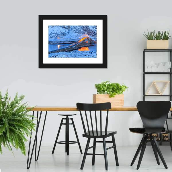 Bridge In Lofoten Islands Panoramic Canvas Wall Art-1 Piece-36" x 12"-Tiaracle