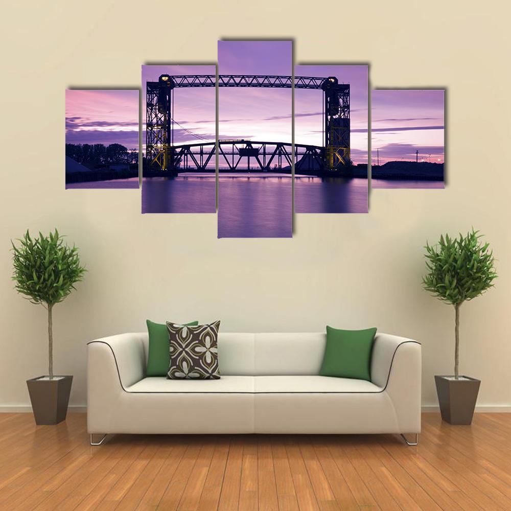 Bridge In Ohio Canvas Wall Art-5 Star-Gallery Wrap-62" x 32"-Tiaracle