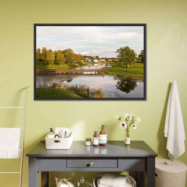 Bridge In Old City Norway Panoramic Canvas Wall Art-1 Piece-36" x 12"-Tiaracle