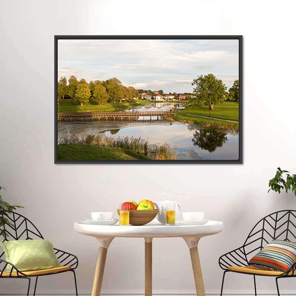 Bridge In Old City Norway Panoramic Canvas Wall Art-1 Piece-36" x 12"-Tiaracle