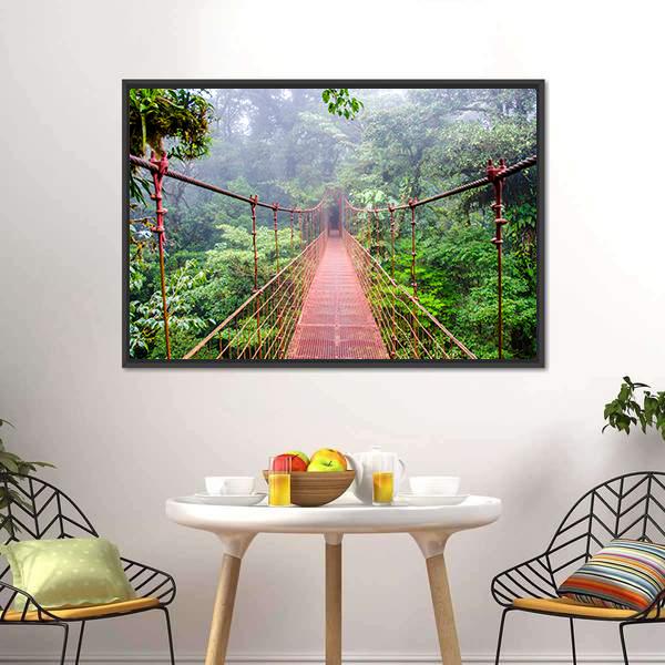 Bridge In Rain Forest Canvas Wall Art-5 Horizontal-Gallery Wrap-22" x 12"-Tiaracle
