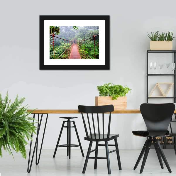 Bridge In Rain Forest Canvas Wall Art-5 Horizontal-Gallery Wrap-22" x 12"-Tiaracle