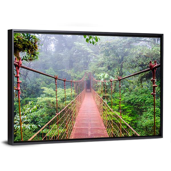 Bridge In Rain Forest Canvas Wall Art-3 Horizontal-Gallery Wrap-25" x 16"-Tiaracle