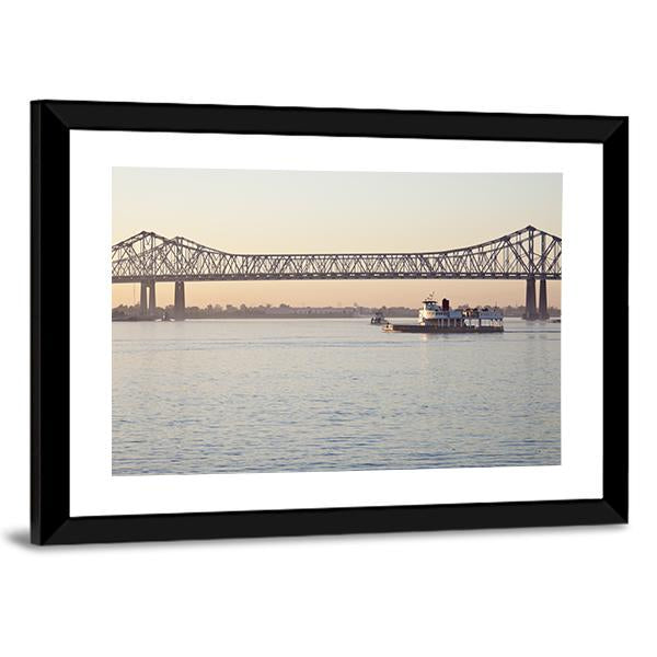 Bridge On Mississippi River Canvas Wall Art-3 Horizontal-Gallery Wrap-25" x 16"-Tiaracle