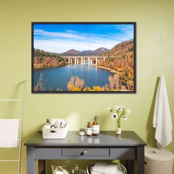Bridge Over Bajer Lake Canvas Wall Art-3 Horizontal-Gallery Wrap-25" x 16"-Tiaracle