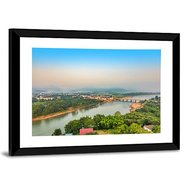 Bridge Over Bund River Canvas Wall Art-3 Horizontal-Gallery Wrap-25" x 16"-Tiaracle