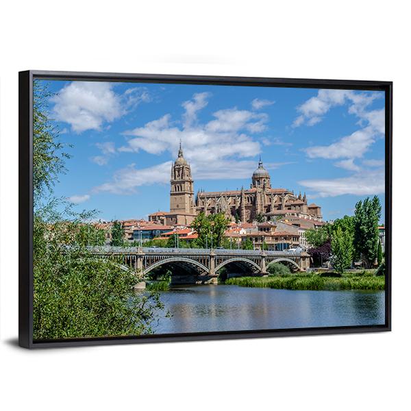 Bridge Over River Tormes Canvas Wall Art-3 Horizontal-Gallery Wrap-25" x 16"-Tiaracle