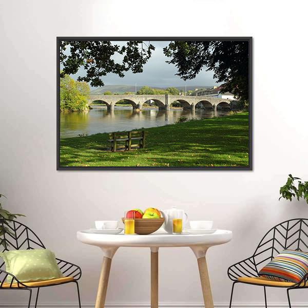 Bridge Over River Wye Canvas Wall Art-3 Horizontal-Gallery Wrap-25" x 16"-Tiaracle