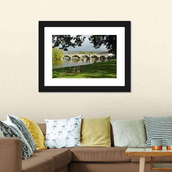 Bridge Over River Wye Canvas Wall Art-3 Horizontal-Gallery Wrap-25" x 16"-Tiaracle