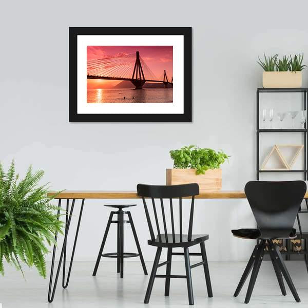 Bridge Rio Antirio Greece Canvas Wall Art-5 Horizontal-Gallery Wrap-22" x 12"-Tiaracle