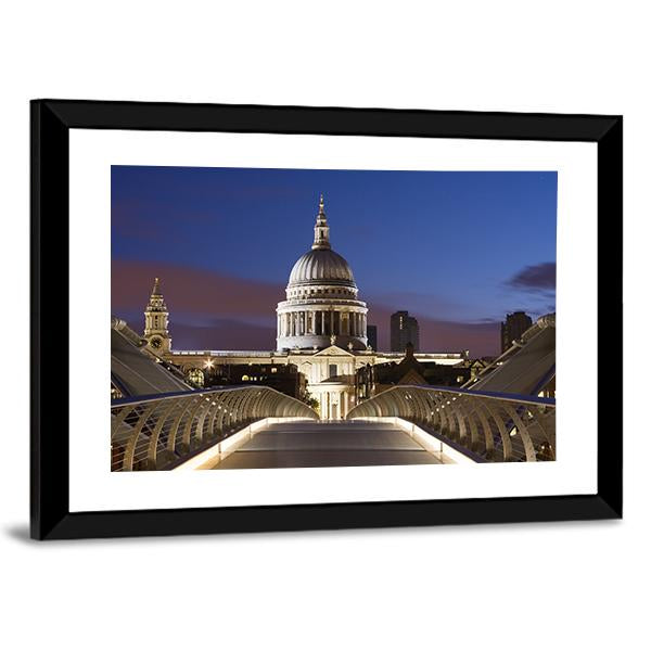 Bridge To St Pauls Canvas Wall Art-5 Horizontal-Gallery Wrap-22" x 12"-Tiaracle