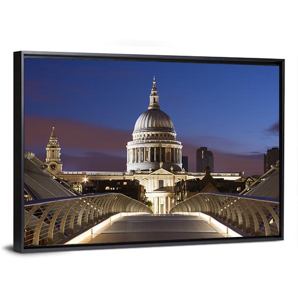 Bridge To St Pauls Canvas Wall Art-5 Horizontal-Gallery Wrap-22" x 12"-Tiaracle