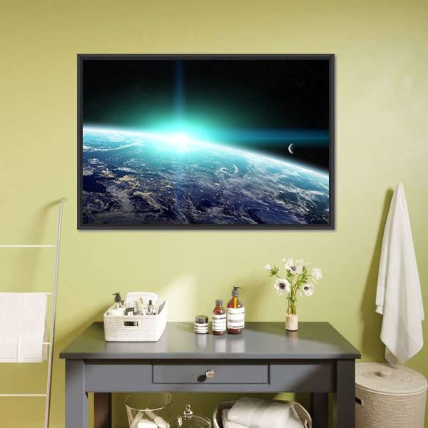 Bright Sun On Planet Earth Canvas Wall Art-5 Horizontal-Gallery Wrap-22" x 12"-Tiaracle