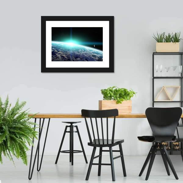 Bright Sun On Planet Earth Canvas Wall Art-5 Horizontal-Gallery Wrap-22" x 12"-Tiaracle