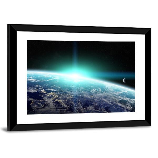 Bright Sun On Planet Earth Canvas Wall Art-3 Horizontal-Gallery Wrap-25" x 16"-Tiaracle