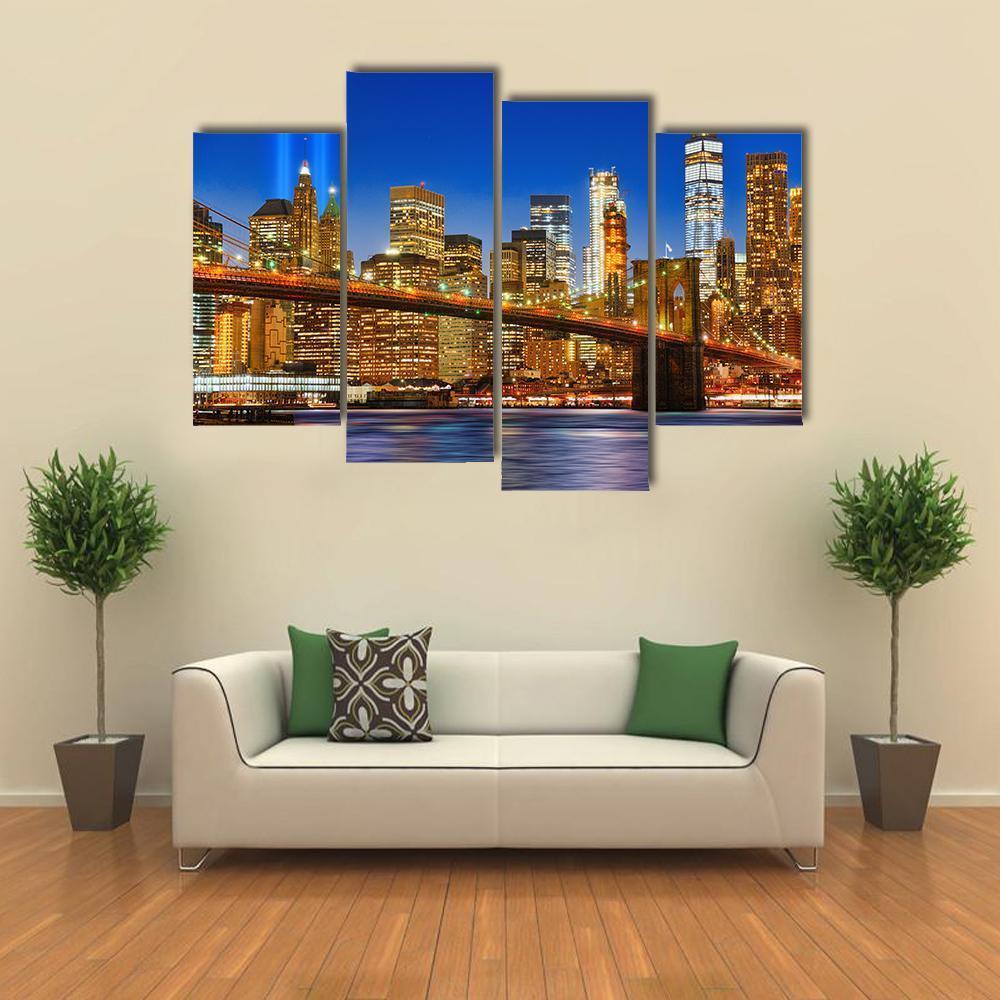 Brooklyn Bridge USA Canvas Wall Art-4 Pop-Gallery Wrap-50" x 32"-Tiaracle