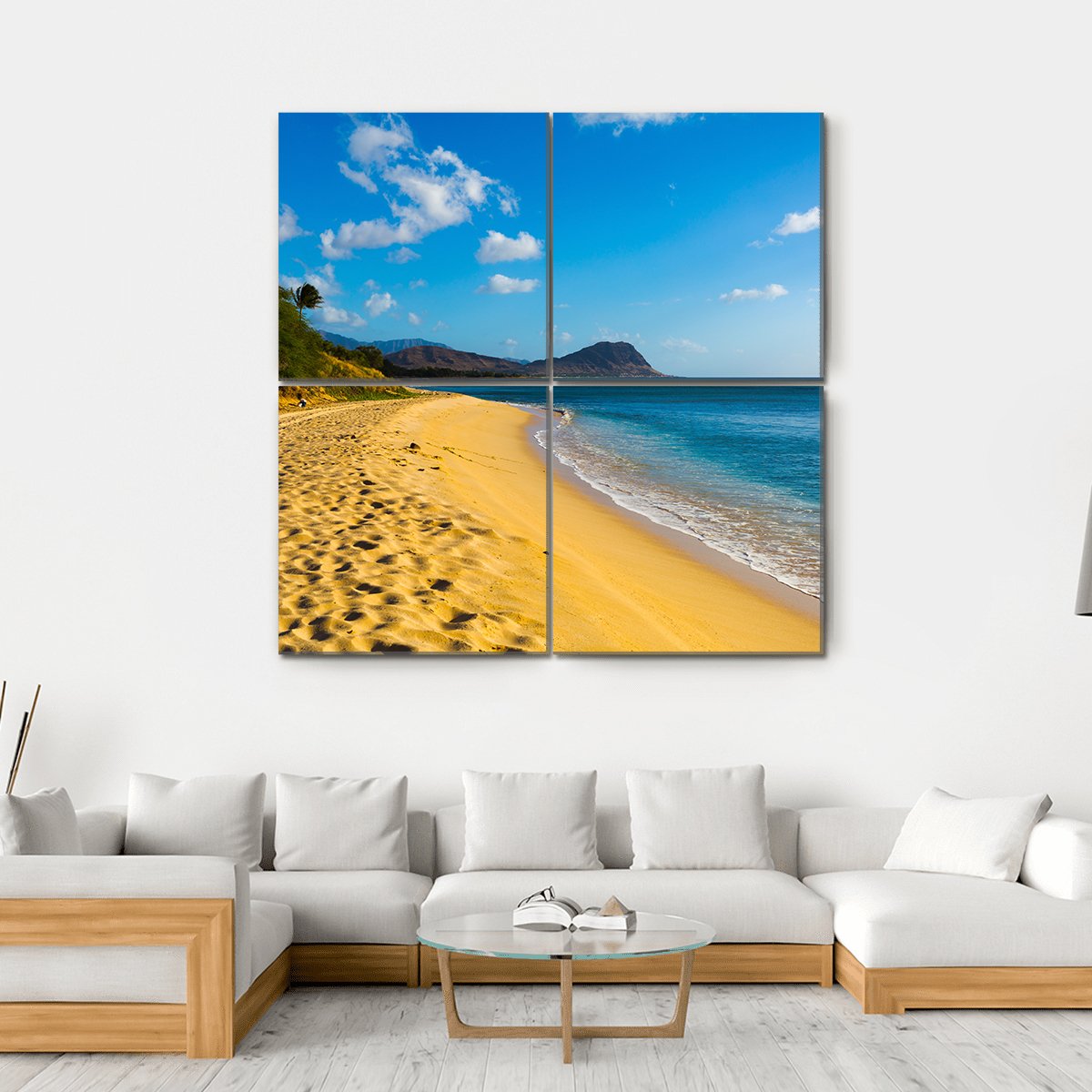 Brown Sand & Ocean Canvas Wall Art-4 Square-Gallery Wrap-17" x 17"-Tiaracle