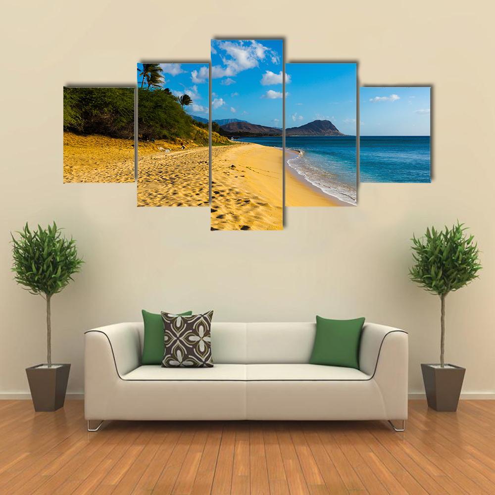 Brown Sand & Ocean Canvas Wall Art-5 Star-Gallery Wrap-62" x 32"-Tiaracle