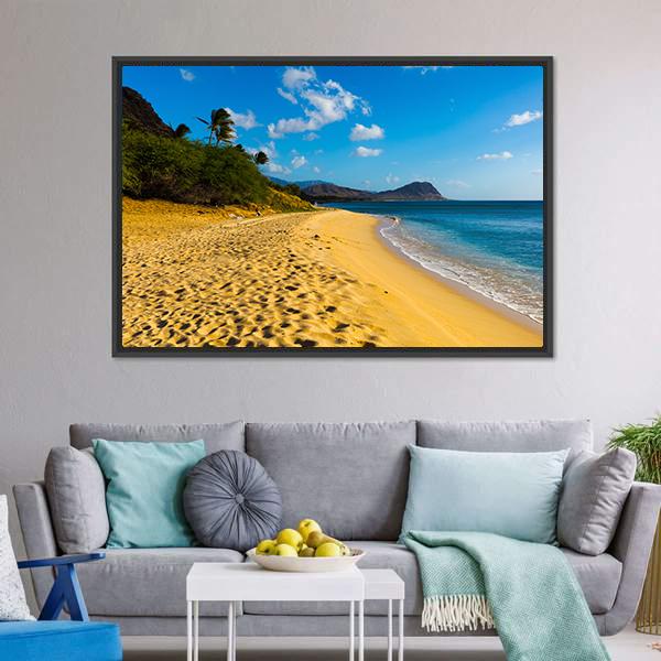 Brown Sand & Ocean Canvas Wall Art-1 Piece-Floating Frame-24" x 16"-Tiaracle