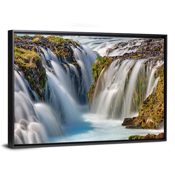 Bruarfoss Waterfall In Iceland Canvas Wall Art-5 Horizontal-Gallery Wrap-22" x 12"-Tiaracle