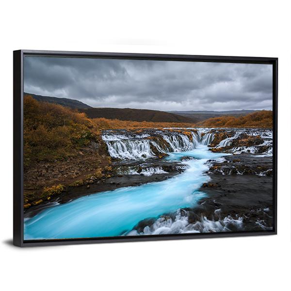 Bruarfossus Waterfall Canvas Wall Art-3 Horizontal-Gallery Wrap-25" x 16"-Tiaracle