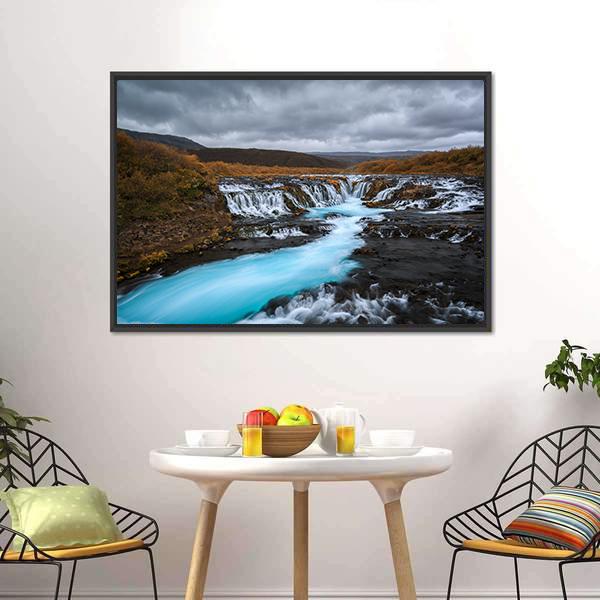 Bruarfossus Waterfall Canvas Wall Art-3 Horizontal-Gallery Wrap-25" x 16"-Tiaracle