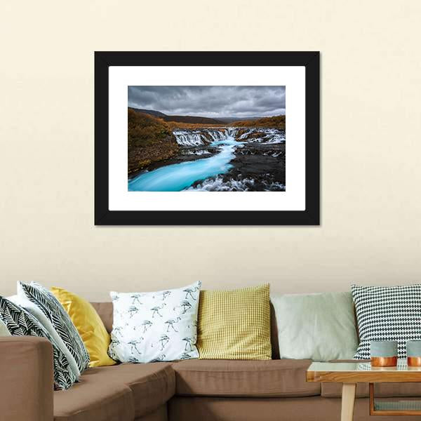 Bruarfossus Waterfall Canvas Wall Art-3 Horizontal-Gallery Wrap-25" x 16"-Tiaracle