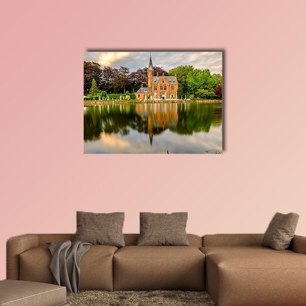 Minnewater Lake Bruges Canvas Wall Art-1 Piece-Gallery Wrap-48" x 32"-Tiaracle