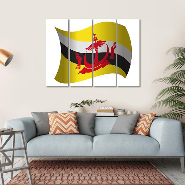 Brunei Flag Canvas Wall Art-4 Horizontal-Gallery Wrap-34" x 24"-Tiaracle