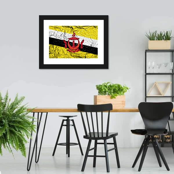 Brunei Vintage Flag Canvas Wall Art-5 Horizontal-Gallery Wrap-22" x 12"-Tiaracle