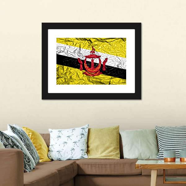 Brunei Vintage Flag Canvas Wall Art-5 Horizontal-Gallery Wrap-22" x 12"-Tiaracle