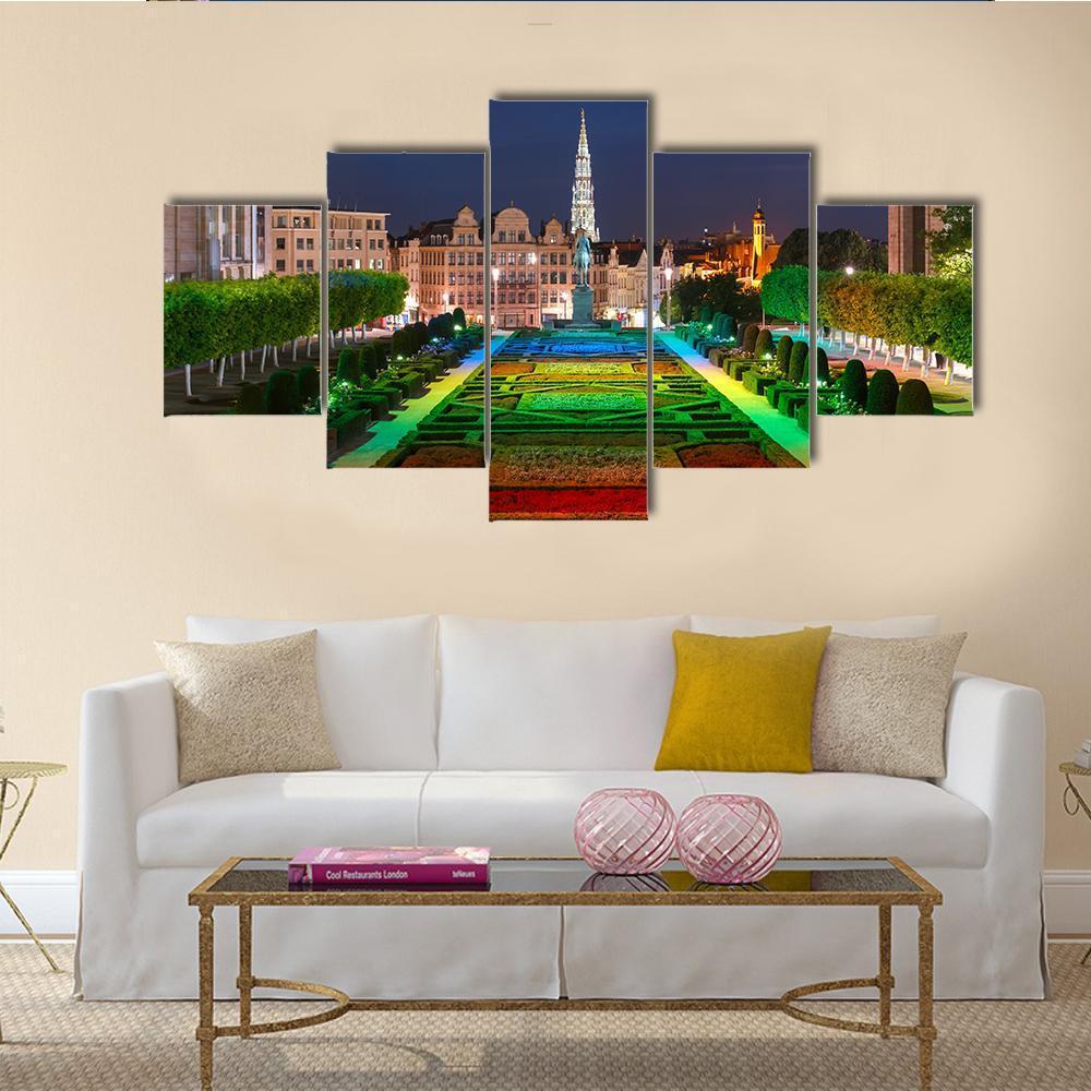 Brussels City Hall Canvas Wall Art-5 Star-Gallery Wrap-62" x 32"-Tiaracle